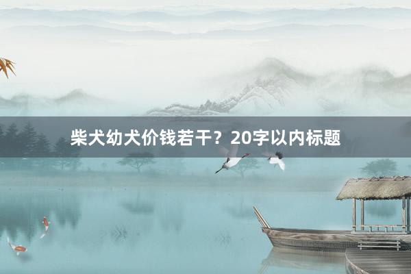 柴犬幼犬价钱若干？20字以内标题